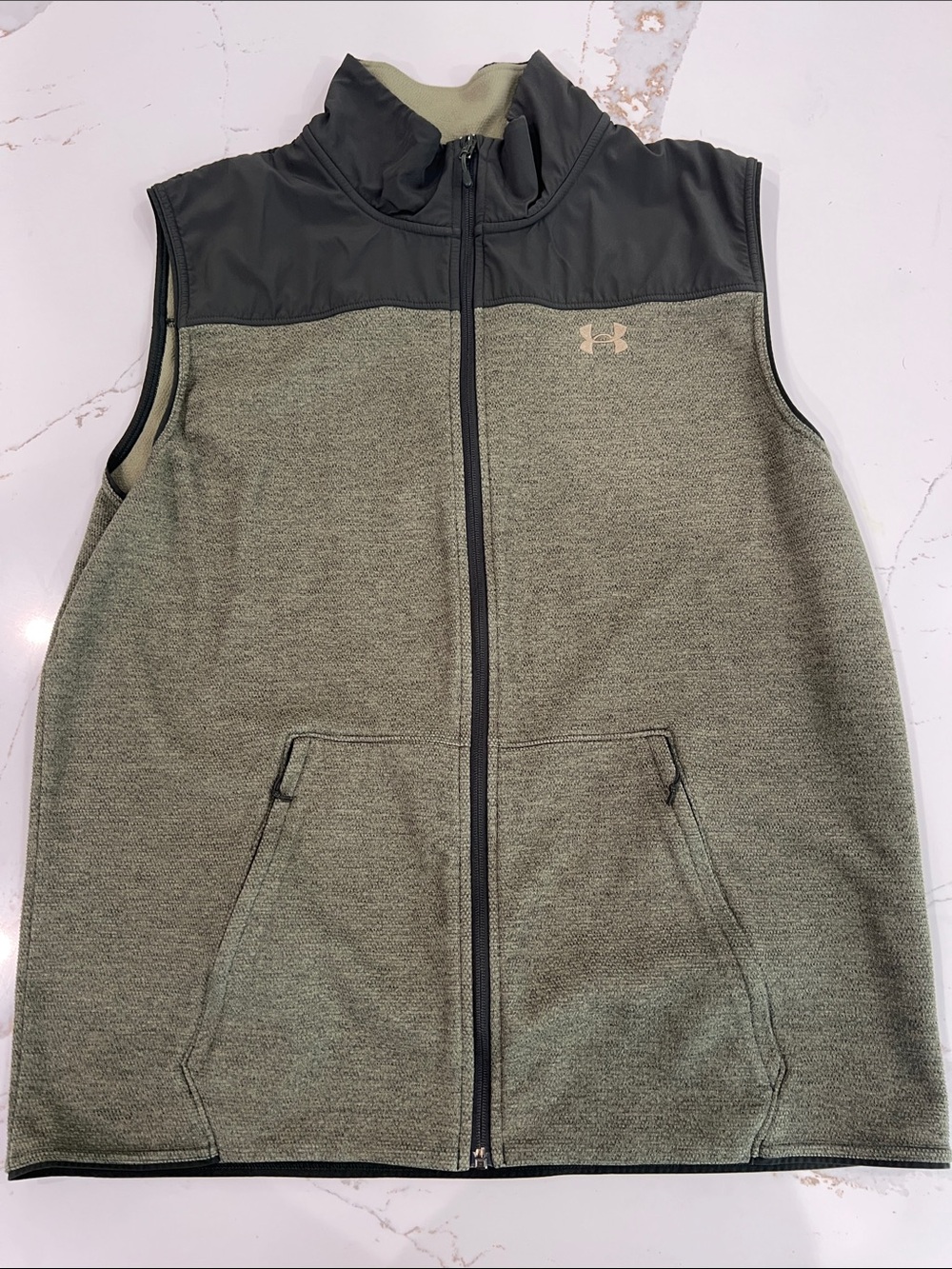 Under Armour Olive Green Men’s Sleeveless Zip Vest-XXL